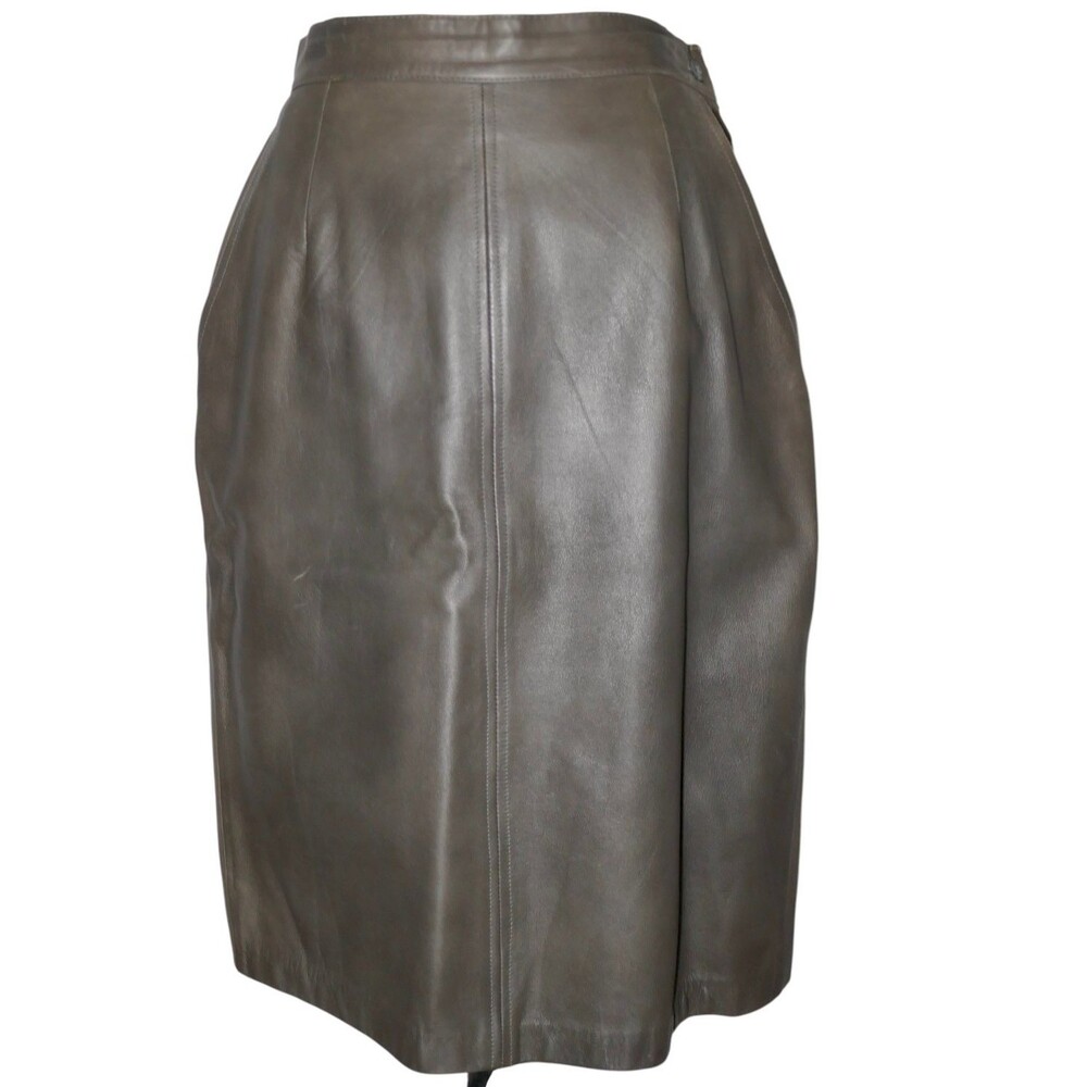 Nancy Heller Vintage Gray Leather Pencil Skirt Size 3